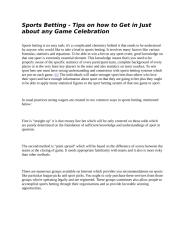 Sports Betting - Tips on how to Get in Just about any Game Celebration.docx